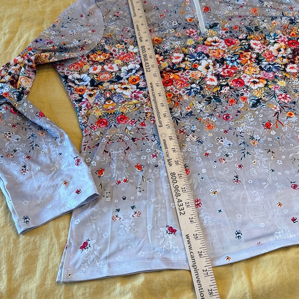 Acegolfs XXXL Floral Print gray  Long Sleeve quarter zip like new - Picture 7 of 9